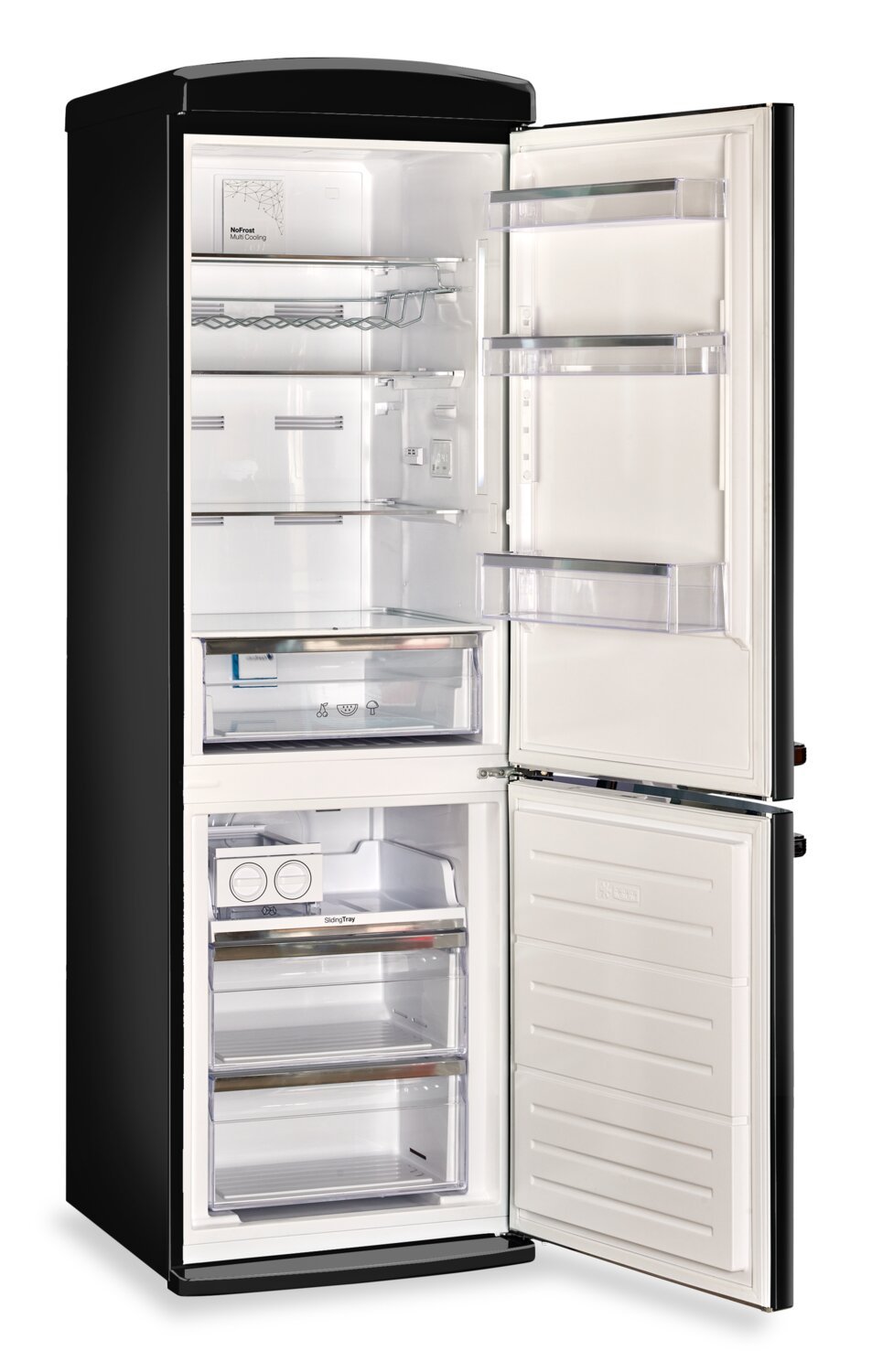 Réfrigérateur Classic Rétro par Unique de 24 po et de 12 pi3 à congélateur inférieur - noir minuit - UGP-340L B AC | U340LBAC