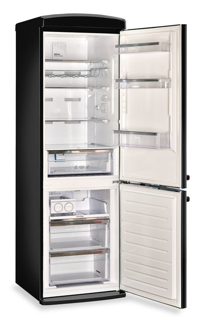 Réfrigérateur Classic Rétro par Unique de 24 po et de 12 pi3 à congélateur inférieur - noir minuit - UGP-340L B AC | U340LBAC