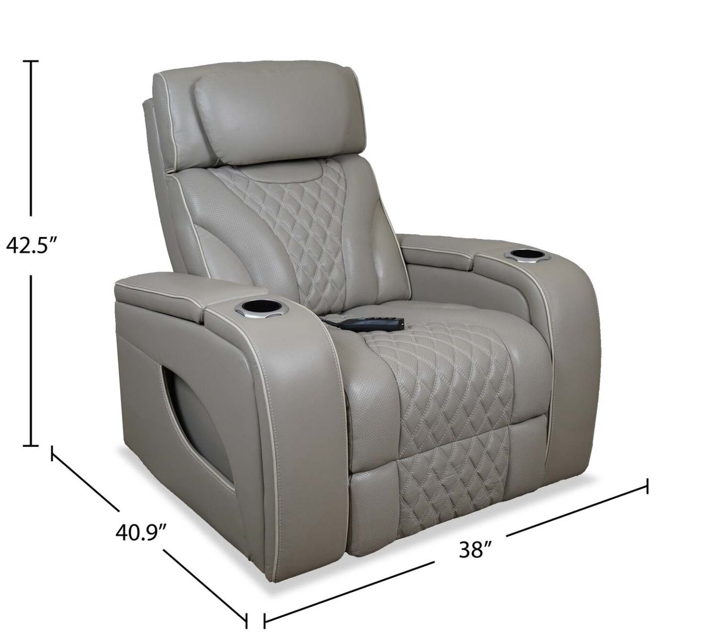 Fauteuil de massage à inclinaison électrique Elite de 38 po en cuir véritable avec son immersif et appuie-tête électrique - mastic