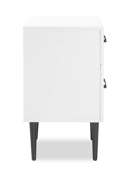 Table de chevet à 2 tiroirs Brax, 18 L x 25,75 H - Blanc | Table de nuit Brax de 18 po (l) x 25,75 po (H) à 2 tiroirs - blanche