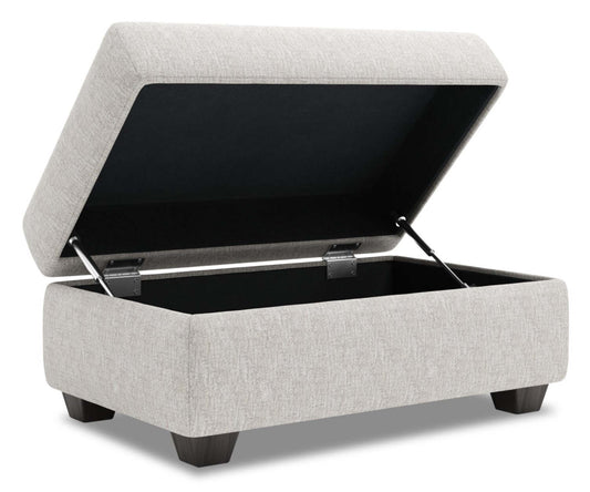 Fabriqué au Canada Pouf de rangement personnalisable The Trunk 39 en tissu de chenille - Argent de luxe | Pouf de rangement The Trunk de Sofa Lab de 39 po fabriqué au Canada en tissu de chenille - Argent de luxe | TRUN2793