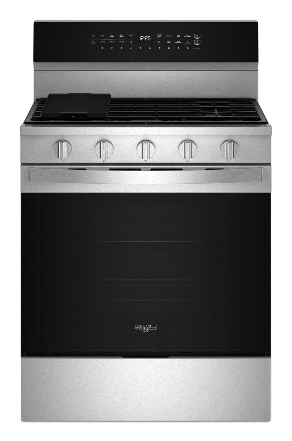Cuisinière intelligente à gaz Whirlpool de 5 pi³ avec friture à air et autonettoyage - acier inoxydable - WFGS7530RZ | WFGS75RZ