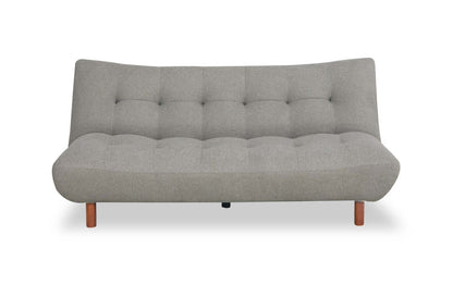 Futon Klik Klak en tissu Campus 76 avec capitonnage et pattes en bois - Gris | Futon Campus de 76 po en tissu avec mécanisme Klik Klak, capitonnage et pattes en bois - gris