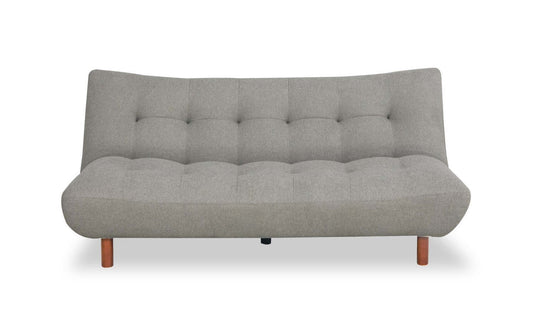 Futon Klik Klak en tissu Campus 76 avec capitonnage et pattes en bois - Gris | Futon Campus de 76 po en tissu avec mécanisme Klik Klak, capitonnage et pattes en bois - gris