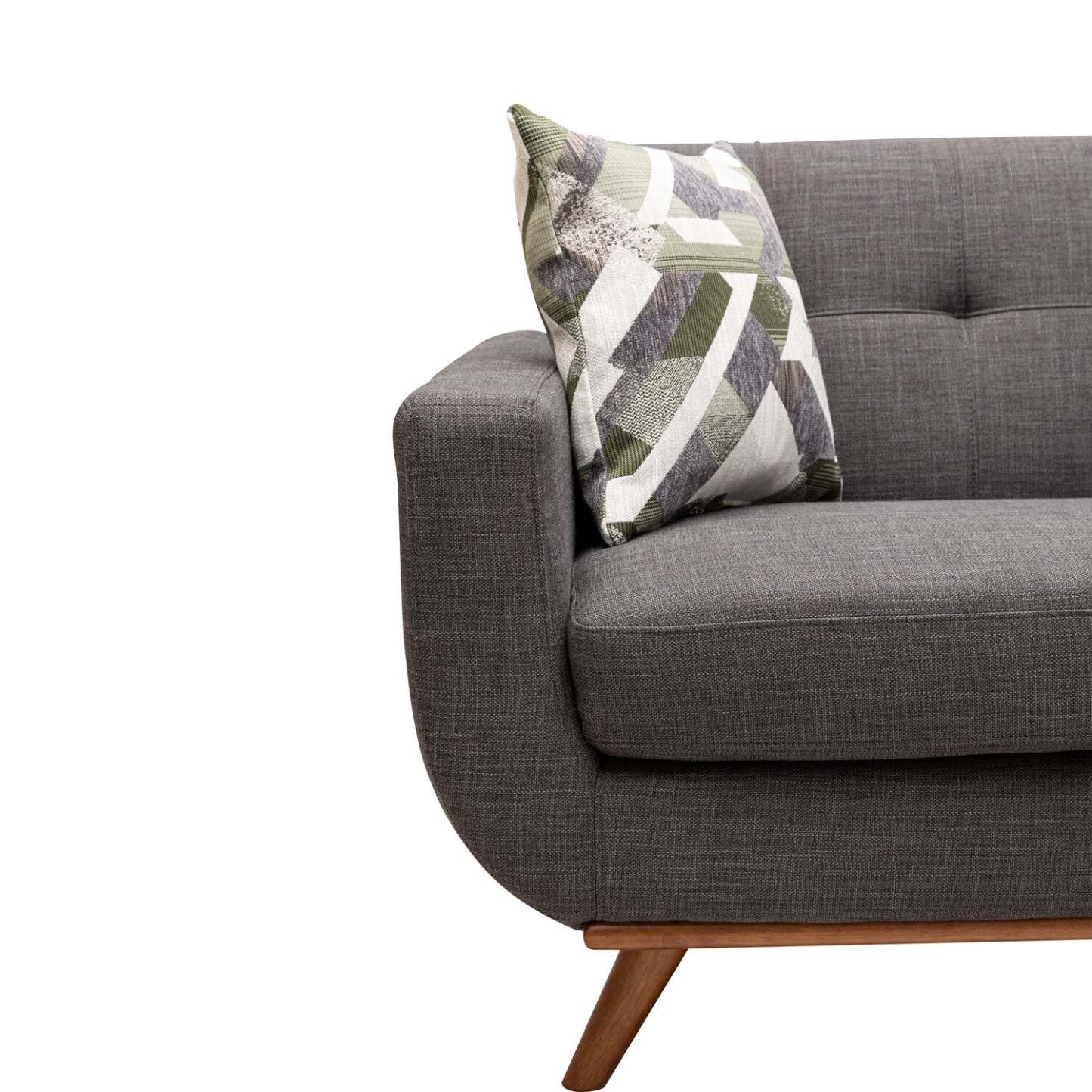 Sofa Freeman de Kort & Co. de 80 po de format condo en tissu d’apparence lin avec base et pattes en bois - gris anthracite