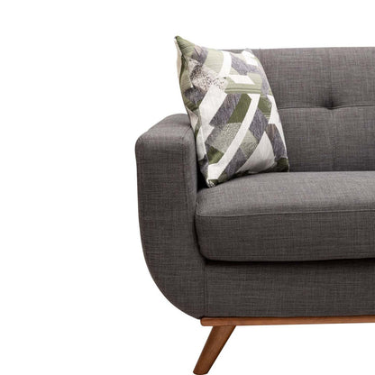 Sofa Freeman de Kort & Co. de 80 po de format condo en tissu d’apparence lin avec base et pattes en bois - gris anthracite