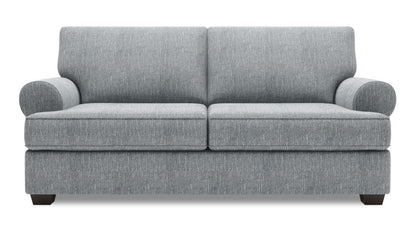 Fabriqué au Canada Canapé Personnalisable Roll 76 Tissu d'apparence Lin Taille Condo avec Accoudoirs Roulés - Gris Luna Pewter | Canapé Roll de Sofa Lab de 76 po de format condo fabriqué au Canada en tissu d’apparence lin - gris Luna Pewter | RO092291