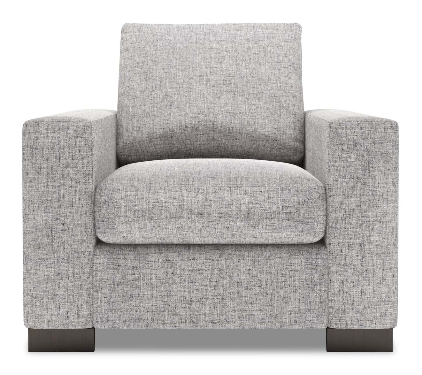 Fauteuil Track de Sofa Lab personnalisable de 38 po fabriqué au Canada en tissu d'apparence lin avec accoudoirs rectilignes - gris Luna Domino | TR302191