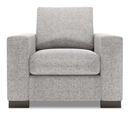 Fauteuil Track de Sofa Lab personnalisable de 38 po fabriqué au Canada en tissu d'apparence lin avec accoudoirs rectilignes - gris Luna Domino | TR302191