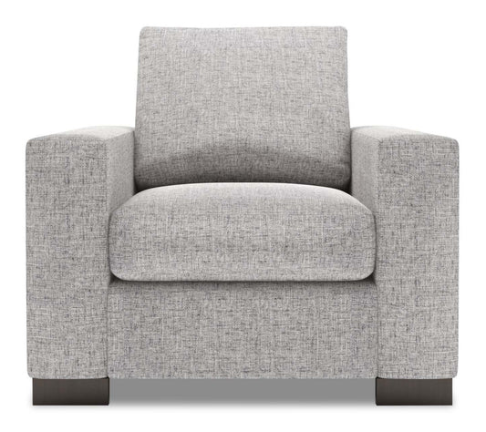 Fauteuil Track de Sofa Lab personnalisable de 38 po fabriqué au Canada en tissu d'apparence lin avec accoudoirs rectilignes - gris Luna Domino | TR302191