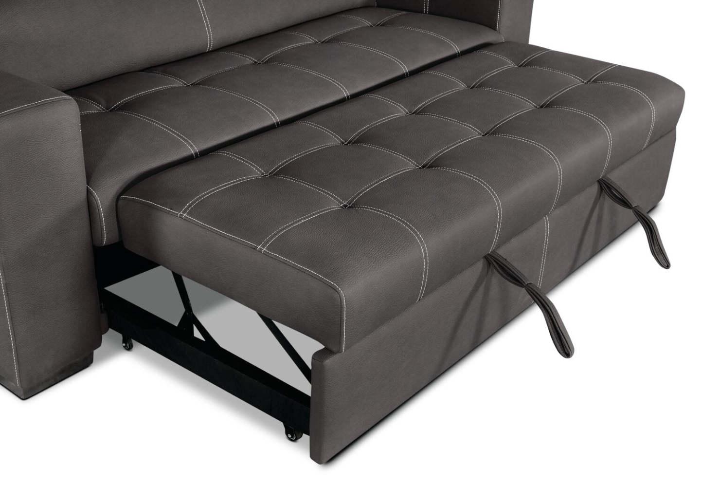 Canapé-lit Drake de 87 po en tissu de suédine avec lit rétractable, appuis-têtes relevables et capitonnage à boutons - gris