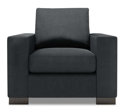 Fauteuil Track de Sofa Lab personnalisable de 38 po fabriqué au Canada en tissu d'apparence lin avec accoudoirs rectilignes - gris Pax Pepper | TR302949