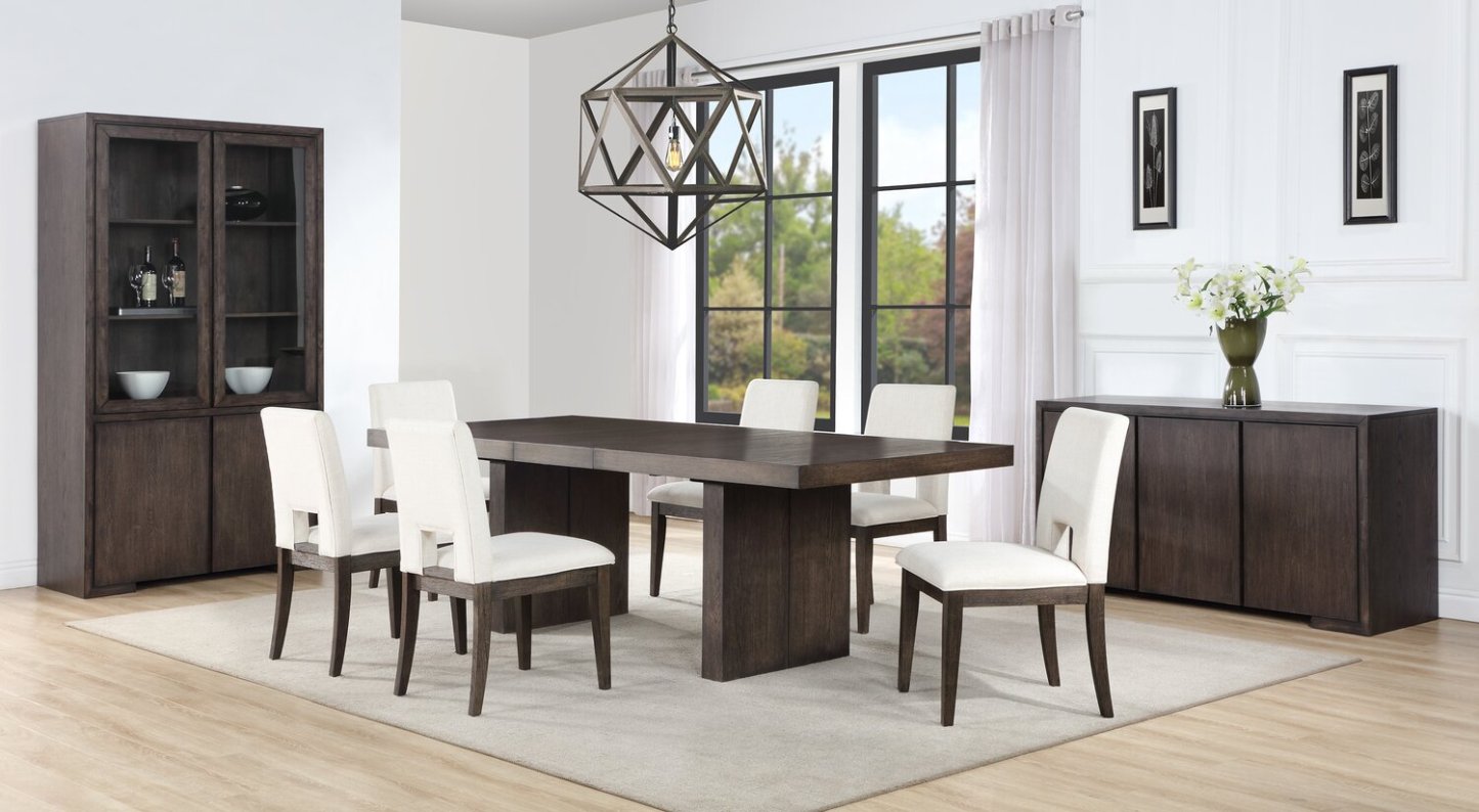 Zelda 7pc Dining Set with Table & 6 Chairs, 78-96W - White & Espresso Brown | Ensemble de salle à manger Zelda 7 pièces avec table de 78 po à 96 po (L) et 6 chaises - blanc et brun espresso