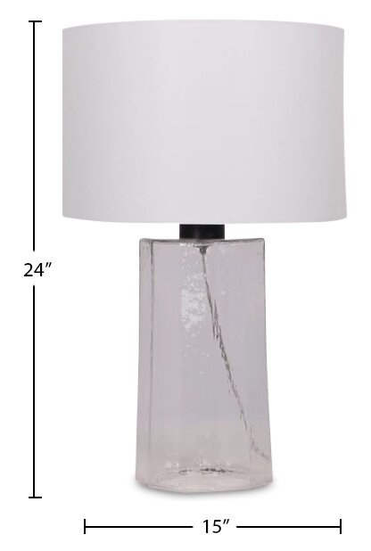Kort &amp; Co. Clara 24 Lampe de table en verre et laiton antique transparent | Lampe de table Clara de Kort &amp; Co. de 24 po en verre transparent laiton antique