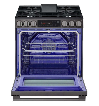 Cuisinière intelligente à gaz encastrée LG de 6,3 pi3 avec friture à air – acier inoxydable noir - LSGL6335Z