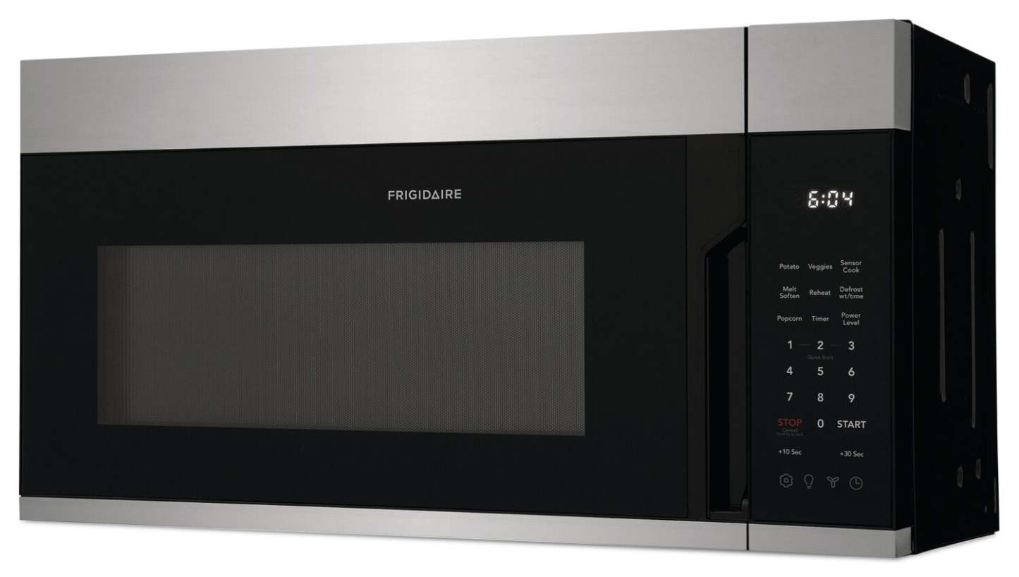 Frigidaire 1,8 Cu. Fort. Micro-ondes à grande portée avec cuisson par capteur et options de cuisson préréglées - Acier inoxydable… | Four à micro-ondes à hotte intégrée Frigidaire de 1,8 pi³ avec cuisson par capteur et options de cuisine…