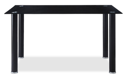 Table à manger Onyx avec plateau en verre, 55 W - Noir | Table de salle à manger Onyx de 55 po (L) avec dessus en verre - noire