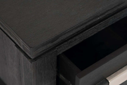 Table de chevet rustique Bronx 16 avec rangement et étagère - Bois de charbon de bois | Table de fauteuil rustique Bronx de 16 po avec rangement et tablette - bois anthracite