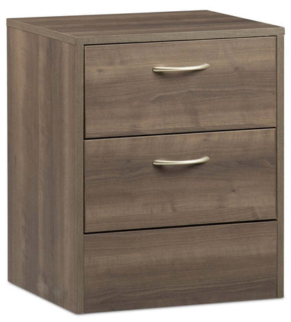 Table de nuit Arlo à 2 tiroirs, 18,3 po (L) x 22 po (H), fabriquée au Canada - gris-brun | Arlo Bedside 2-Drawer Nightstand, 18.3W x 22H, Made in Canada - Grey/Brown
