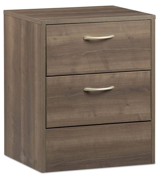 Table de nuit Arlo à 2 tiroirs, 18,3 po (L) x 22 po (H), fabriquée au Canada - gris-brun | Arlo Bedside 2-Drawer Nightstand, 18.3W x 22H, Made in Canada - Grey/Brown