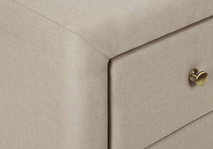Table de nuit rembourrée à 2 tiroirs Zara, 20,5 L x 20,75 H - Beige | Table de nuit rembourrée Zara de 20,5 po (l) x 20,75 po (H) à 2 tiroirs - beige