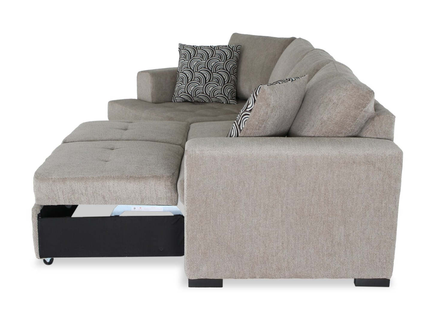 Fabriqué au Canada, canapé-lit sectionnel enveloppant Legend 2 pièces à gauche en tissu de chenille - beige platine