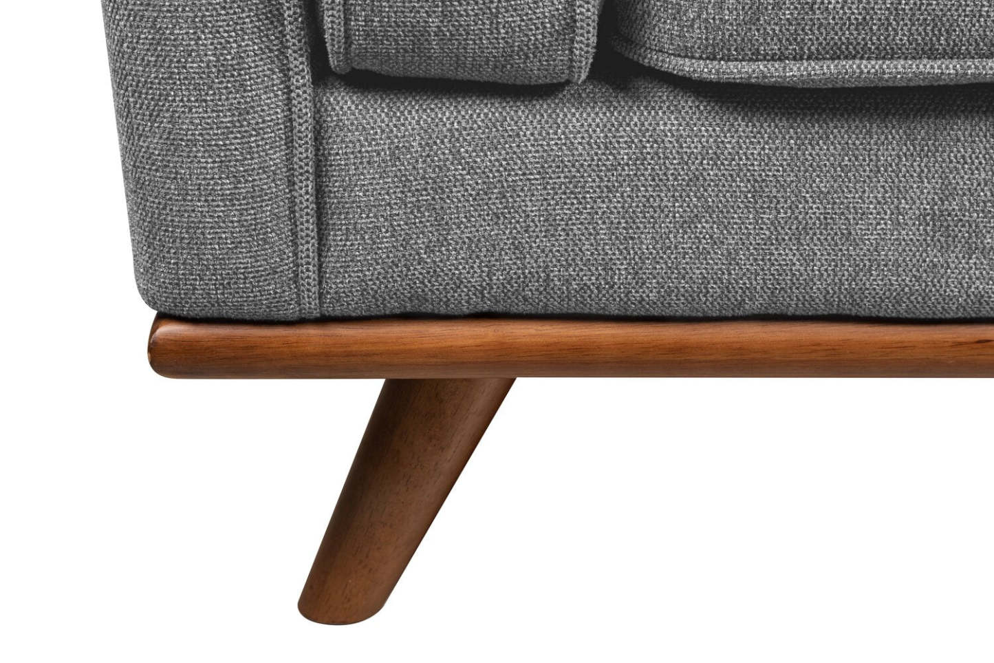 Kort & Co. Causeuse Kassia 65,4 po en tissu d’apparence lin avec base et pattes en bois - grise