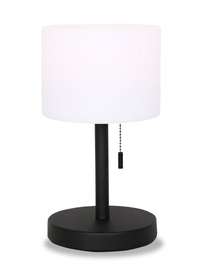 Solana 11" Modern Metal Acrylique Portable Indoor/Outdoor Table Lamp with USB Port - Noir | Lampe de table pour l'intérieur et pour l'extérieur moderne portable Solana de 11 po en métal et en acrylique avec port USB - noire
