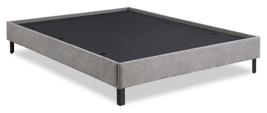 Base de lit plateforme rembourrée Amos en tissu gris - Pleine grandeur | Base de lit plateforme Amos rembourrée en tissu gris - format lit double