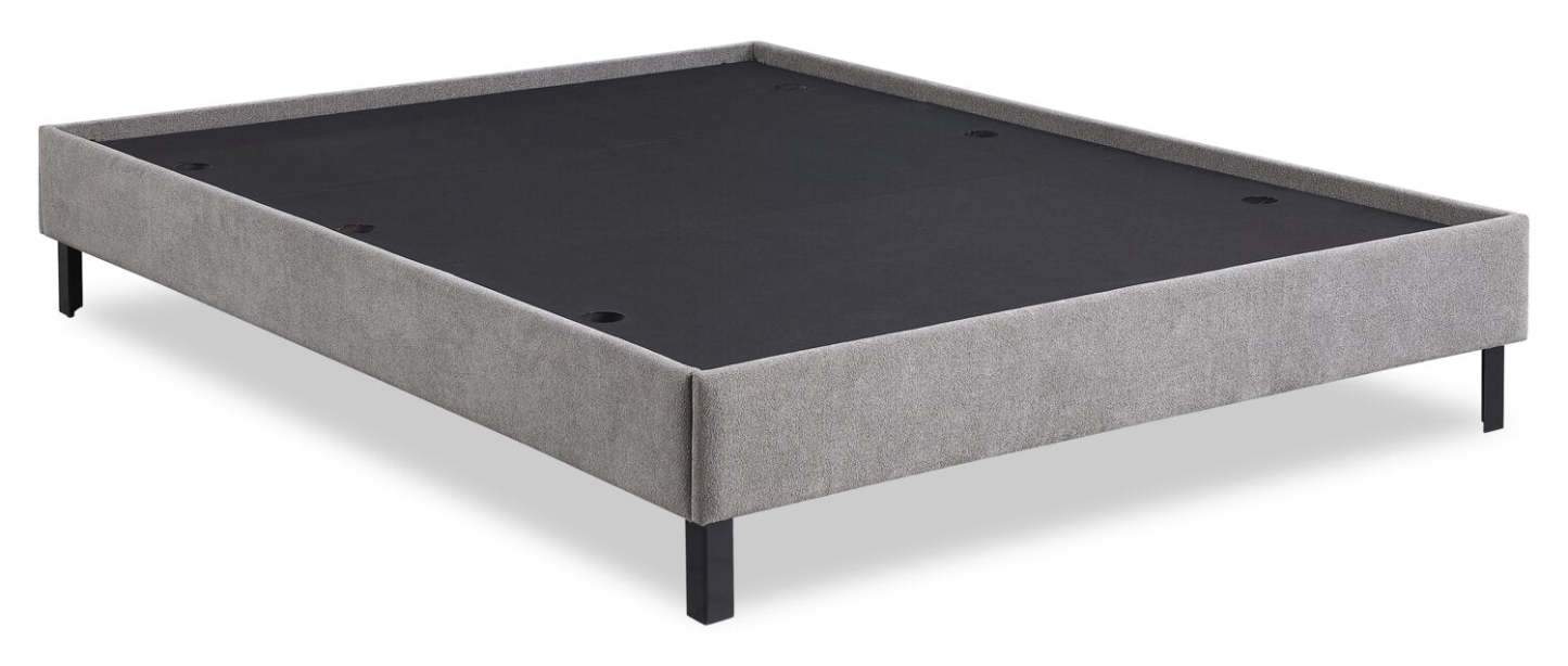 Base de lit plateforme rembourrée Amos en tissu gris - Grand lit | Base de lit plateforme Amos rembourrée en tissu gris - format grand lit