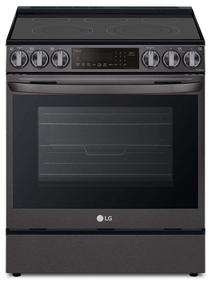 Cuisinière électrique intelligente LG de 6,3 pi³ avec friture à air et convection ProBake Convection® - Résistant aux taches noir en acier inoxydable…
