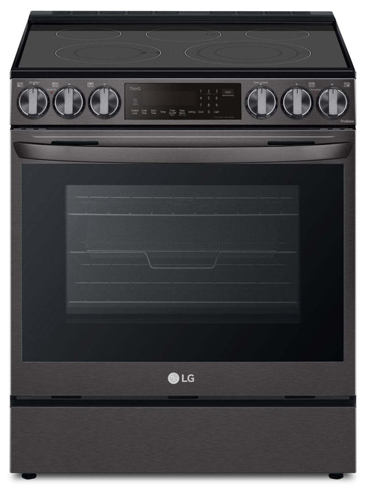 Cuisinière électrique intelligente LG de 6,3 pi³ avec friture à air et convection ProBake Convection® - Résistant aux taches noir en acier inoxydable…