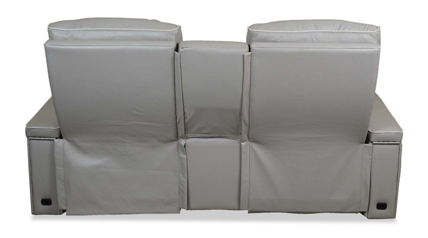 Elite 74 Genuine Leather Massage Power Reclining Loveseat with Immersive Audio and Power Headrests - Putty | Causeuse de massage à inclinaison électrique Elite de 74 po en cuir véritable avec son immersif et appuie-têtes électriques - mastic