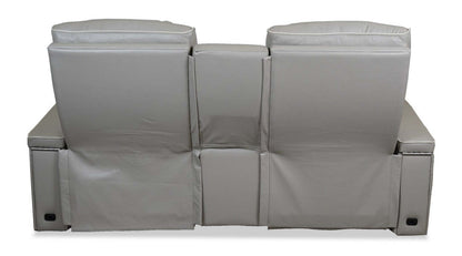 Elite 74 Genuine Leather Massage Power Reclining Loveseat with Immersive Audio and Power Headrests - Putty | Causeuse de massage à inclinaison électrique Elite de 74 po en cuir véritable avec son immersif et appuie-têtes électriques - mastic