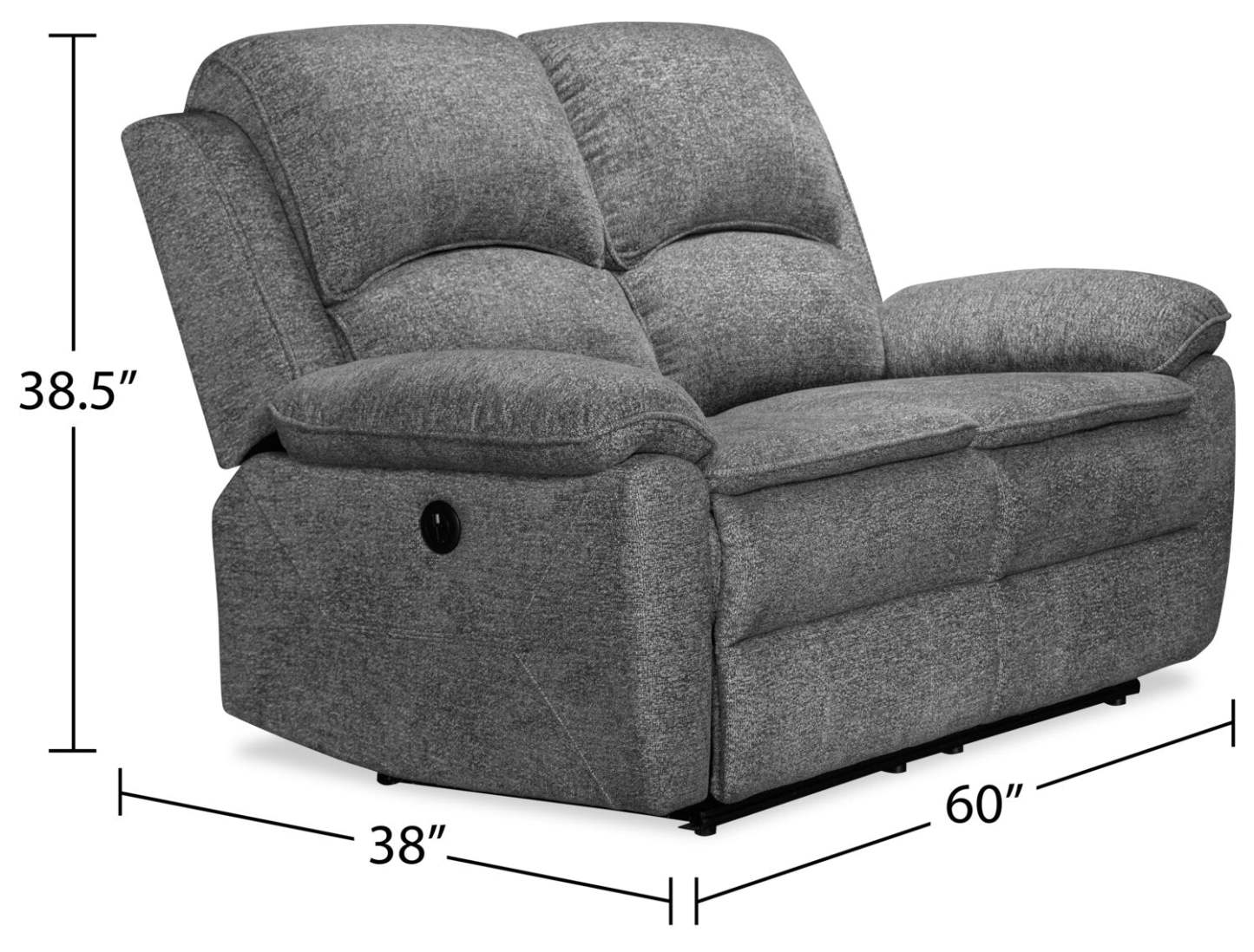 Chandler 60 Chenille Fabric Power Reclining Loveseat - Grey | Causeuse à inclinaison électrique Chandler de 60 po en tissu de chenille - gris