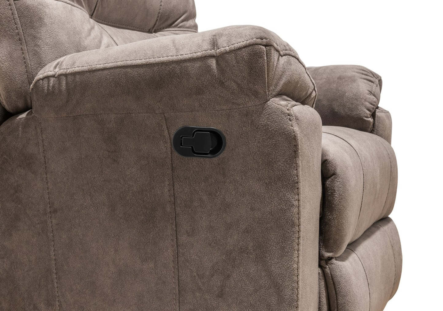 Fabriqué au Canada Fauteuil inclinable coulissant en tissu Gybson 38 - Brun latte | Fauteuil coulissant inclinable Gybson de 38 po fabriqué au Canada en tissu - brun latté