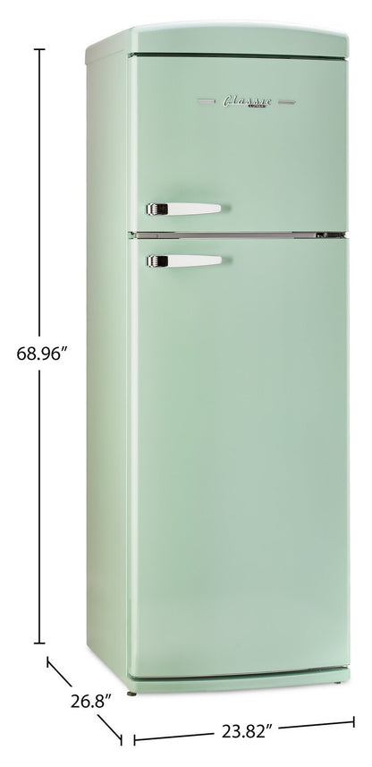 Unique Classique Rétro 24 11 Pi Cu. Réfrigérateur à congélateur supérieur – Vert menthe d'été - UNQ-310L LG MC | Réfrigérateur Classic Rétro d'Unique de 24 po et de 11 pi3 à congélateur supérieur - vert menthe estival - UNQ-310L LG TM