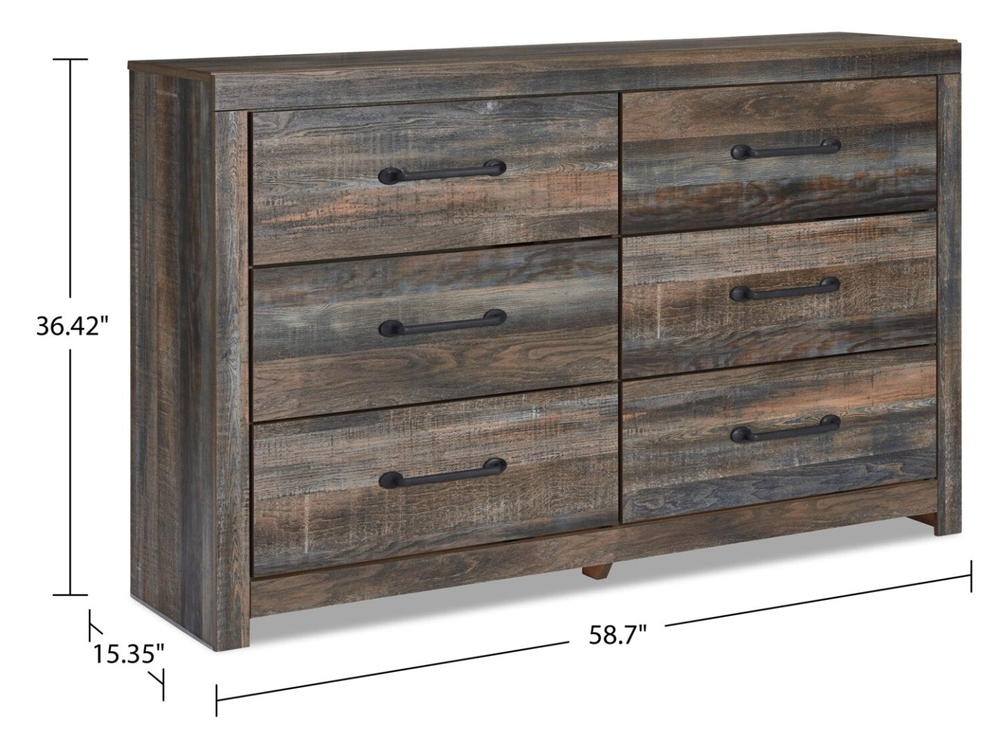 Ensemble de chambre à coucher Abby 5 pièces pour enfants avec lit à panneau, commode, miroir, lumière DEL et port USB, brun - format lit simple