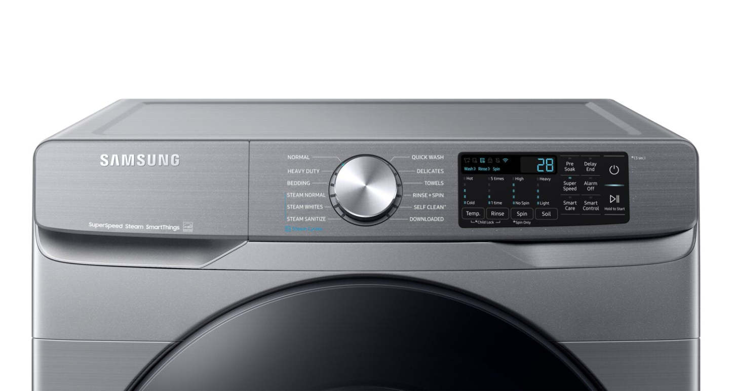 Samsung 5,2 pi³ Laveuse à chargement frontal et 7,5 pi³ Sécheuse à gaz - Platine | Laveuse à chargement frontal de 5,2 pi³ et sécheuse à gaz de 7,5 pi³ de Samsung - platine | SAFL630G