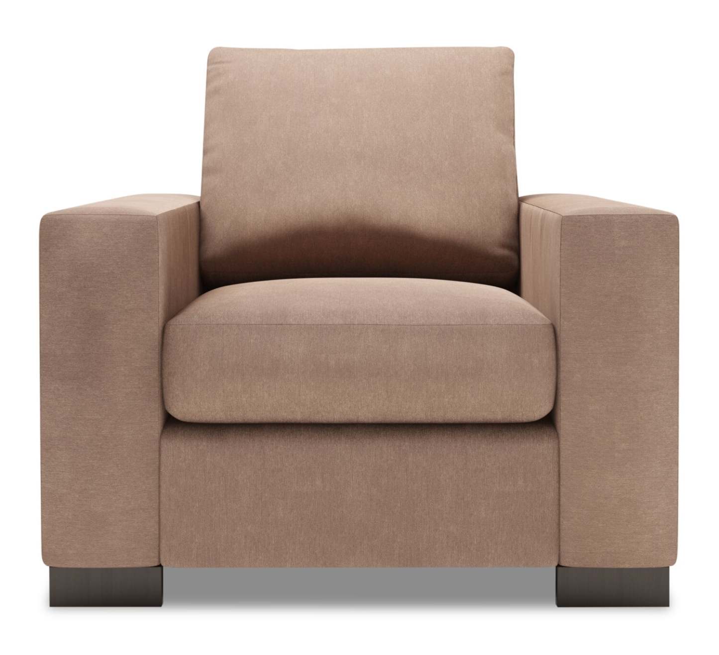 Fauteuil Track de Sofa Lab personnalisable de 38 po fabriqué au Canada en tissu d'apparence lin avec accoudoirs rectilignes - brun Pax Wicker | TR303349