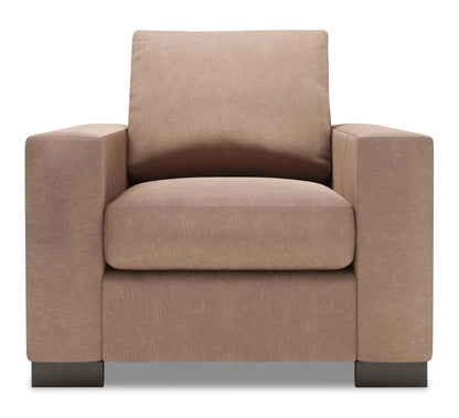Fauteuil Track de Sofa Lab personnalisable de 38 po fabriqué au Canada en tissu d'apparence lin avec accoudoirs rectilignes - brun Pax Wicker | TR303349
