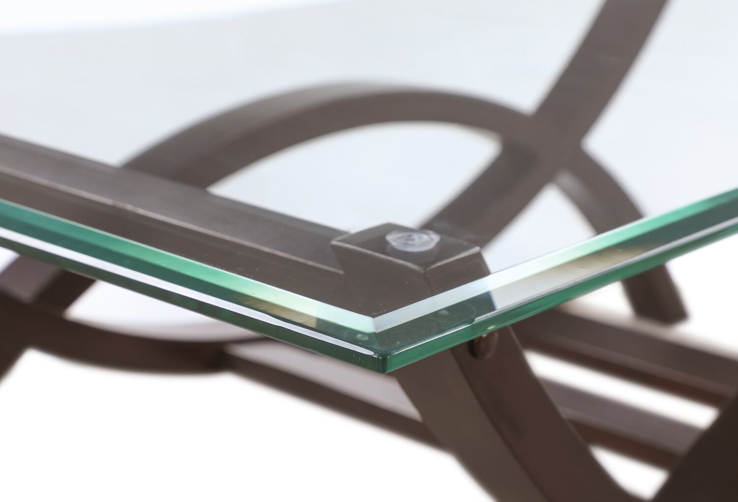 Ricci 48 Table de canapé moderne avec plateau en verre – Espresso avec pieds arqués | Table de salon moderne Ricci de 48 po avec dessus en verre - espresso avec pattes arquées