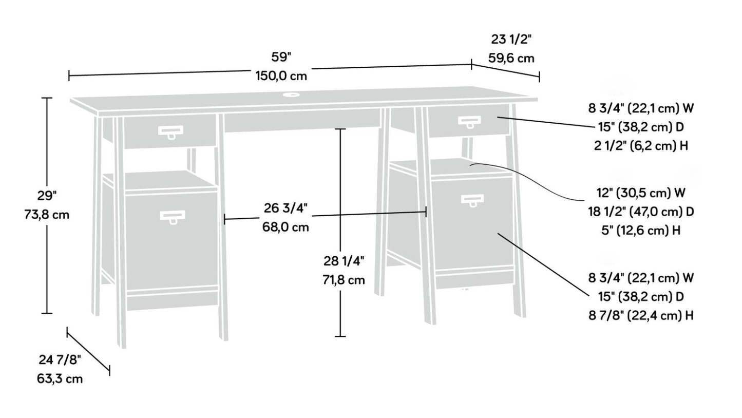 Bureau de direction Kyree de 59,06 po à 4 tiroirs - chêne antique