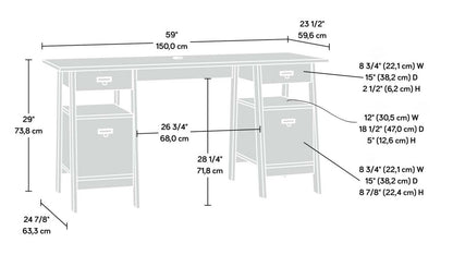 Bureau de direction Kyree de 59,06 po à 4 tiroirs - chêne antique