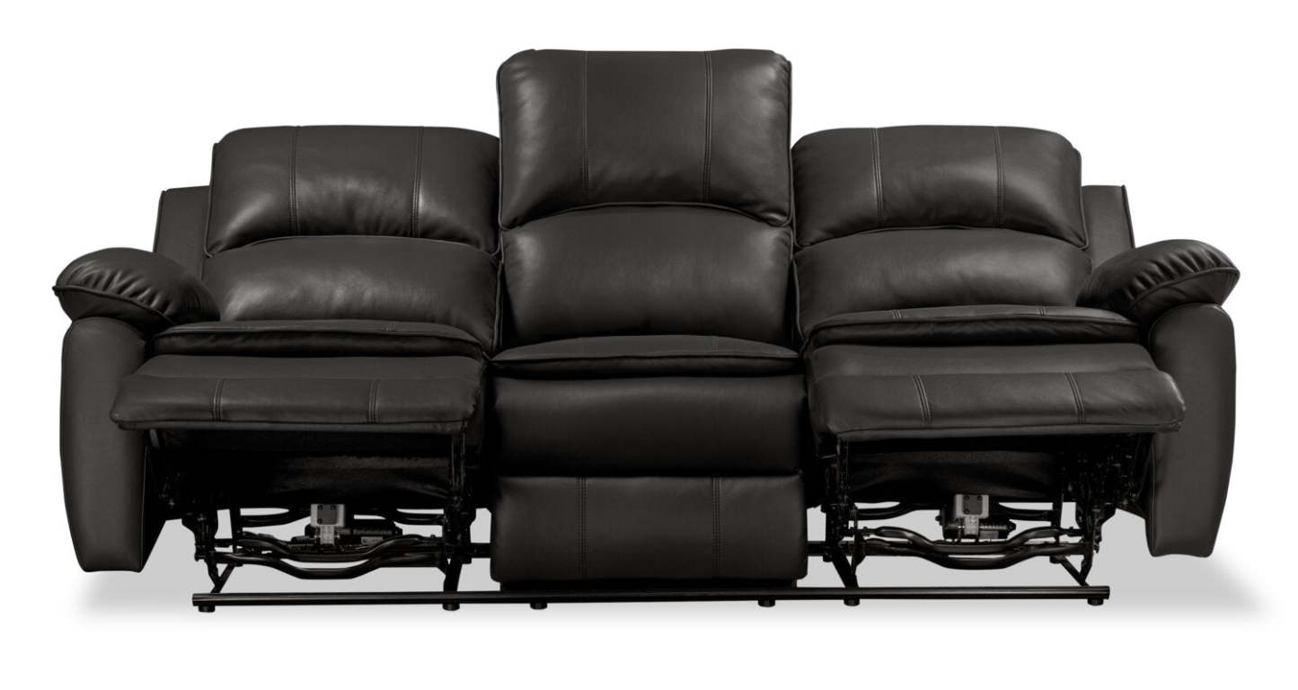 Sofa à inclinaison électrique Chandler de 82 po en tissu d’apparence cuir avec ports USB - gris