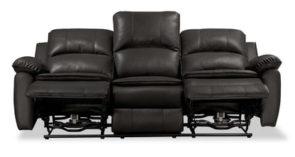 Sofa à inclinaison électrique Chandler de 82 po en tissu d’apparence cuir avec ports USB - gris