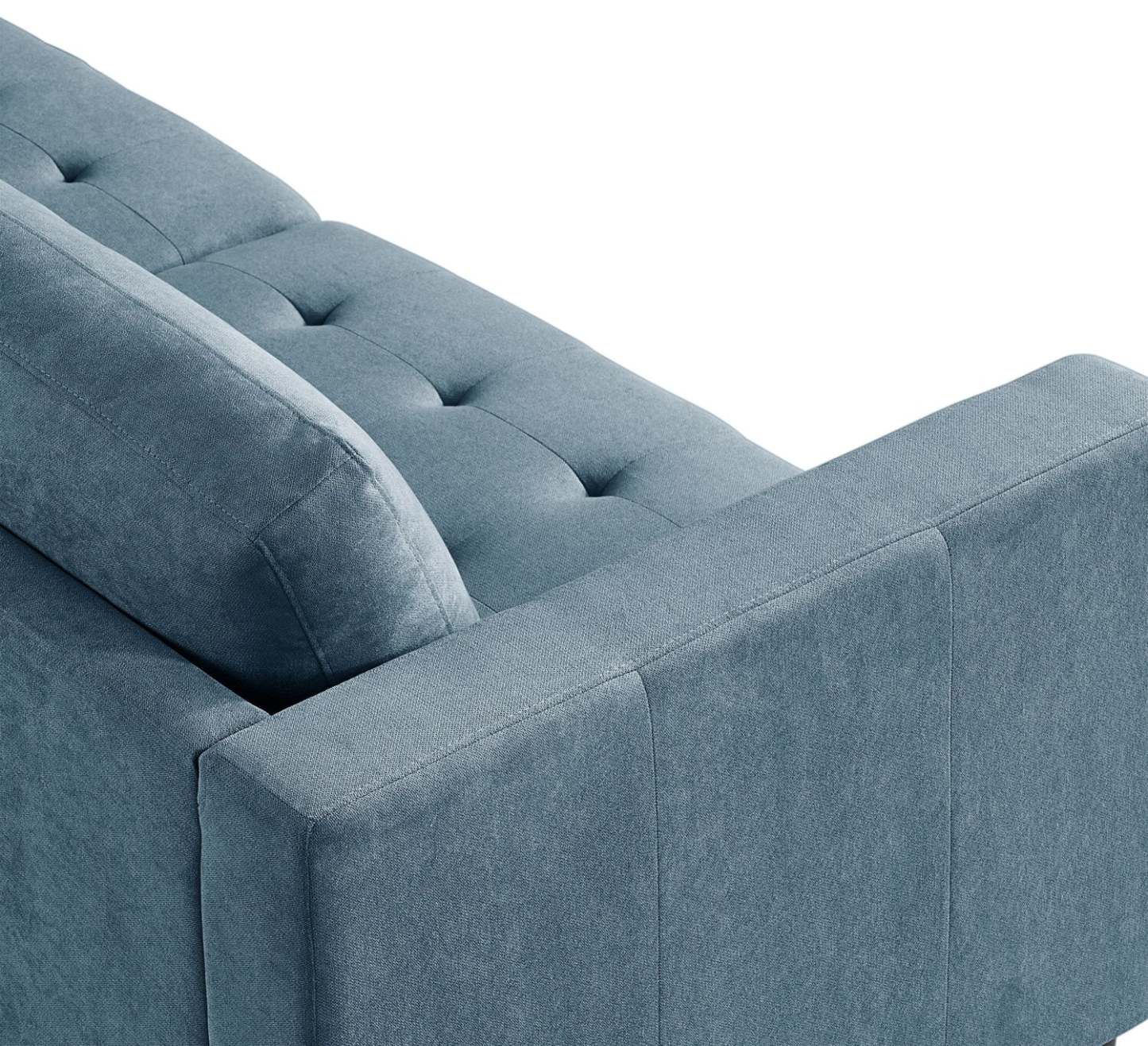 Canapé sectionnel de droite Metro 2 pièces en tissu avec fauteuil long et coussins de siège capitonnés - bleu denim