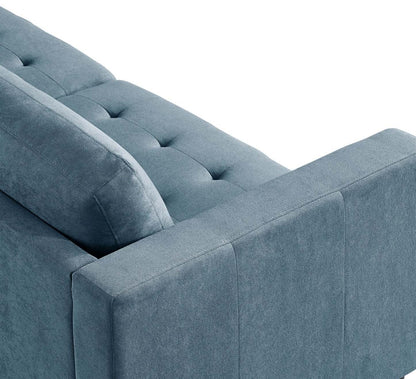 Canapé sectionnel de droite Metro 2 pièces en tissu avec fauteuil long et coussins de siège capitonnés - bleu denim
