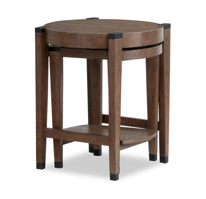 Gordon 22” 2-Piece Round Solid Wood Nesting Accent Table - Brown | 2 tables d’appoint gigognes rondes Gordon de 22 po en bois massif - brunes