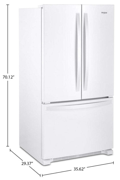 Whirlpool 36 20 pi3 Réfrigérateur de profondeur comptoir à portes françaises - blanc - WRFC2036RW | Réfrigérateur Whirlpool de 20 pi3 et de 36 po de profondeur comptoir à portes françaises - blanc - WRFC2036RW | WRFC20RW